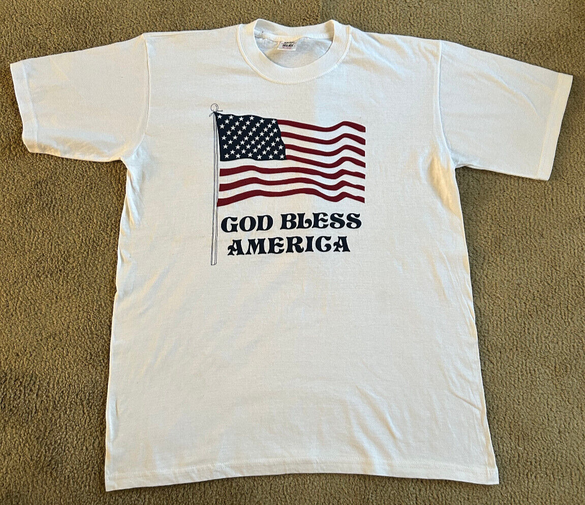 Primary image for Vintage God Bless America Mens T-Shirt Size L White Short Sleeve
