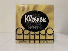 Vintage KLEENEX Cocktail Napkins Gold Napkins 50 2-PLY NEW IN BOX - $23.12