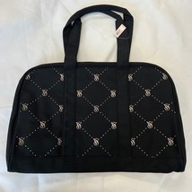 Victoria&#39;s Secret Rhinestone Bling Weekender Bag Black Duffle Quilted - $48.51
