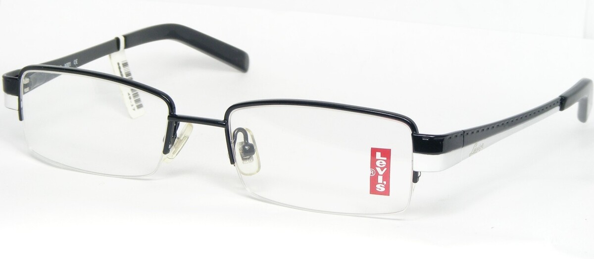 Levi&#39;s LS2519 A001 Negro/Blanco Gafas Montura Metálica 49-17-135mm - $48.50