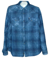 Buffalo David Bitton Blue Denim Plaid Cotton Stylish Men&#39;s  Shirt Size XL - £58.44 GBP