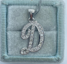 Cubic Zirconia 1Ct Round Cut Initial D Pendant 14K White Gold Plated Silver - £94.81 GBP