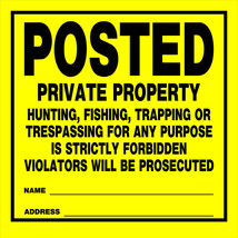 Posted Private Property No Hunting Trespassing Thick Plastic Sign Hillman 840167 - £13.71 GBP