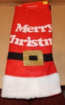 Christmas Felt Tree Skirt 40&quot; Circle Holiday Style Santa Belt Gold Buckle 150A - £4.35 GBP