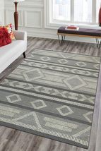 EORC LLC, IE433GY8X10 Handmade Polyester Outdoor Durrie Rug, 8' x 10', Gray Area - $695.75