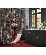 Demon Medusa Horror Goth Shower Curtain, Scary Halloween Decor - Grey - £56.10 GBP