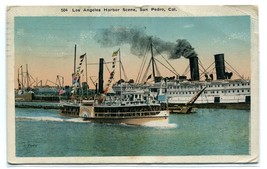 Passenger Steamers Los Angeles Harbor San Pedro California 1921 postcard - £4.70 GBP