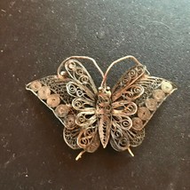 Vintage Spun 925 Marked Silver Wire layered Butterfly Moth Pin Brooch – signed  - £12.64 GBP