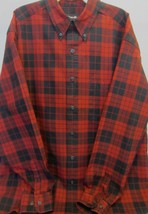 Eddie Bauer Black Red Tartan Buffalo Plaid Cotton Twill Casual Work Shir... - £23.88 GBP