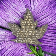 Rhinestone Maple Leaf Brooch - $20.77