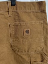 Carhartt Utility Work Pants B11 Mens 52x32 51x32 Dungaree Fit Loose Brown Canvas - £38.15 GBP