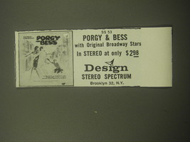 1959 Design Stereo Spectrum Album Advertisement - Porgy &amp; Bess - £11.78 GBP