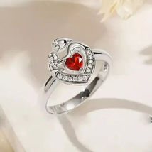 2.00 Ct Heart Cut Red Ruby Engagement Wedding Ring 14k White Gold Finish - £70.56 GBP