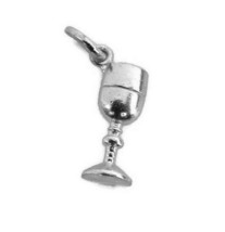 Wine Glass Pendant Charm .925 Sterling Silver - $23.99