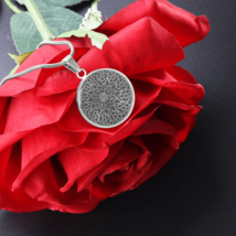 Inspirational Quote Floral Zentangle Circle Necklace Stainless Steel or 18k Gol - £33.76 GBP+
