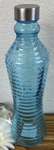 Blue Glass Vertically Ribbed Air Tight Water Bottle 1L - $5.58
