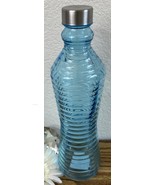 Blue Glass Vertically Ribbed Air Tight Water Bottle 1L - $5.58