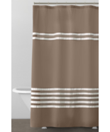 DKNY Gramercy Stripe Fabric Shower Curtain Horizontal Taupe, Sheer &amp; Whi... - £15.70 GBP