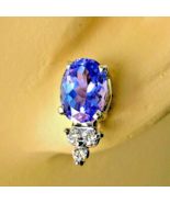 Earth mined Tanzanite Diamond Deco Earrings Vintage Handmade Designer St... - $2,750.25