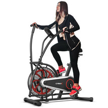 Upright Air Bike with Unlimited Resistance-Black - £299.36 GBP