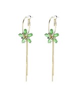 Green Crystal Flower Dangle Drop Earrings for Women - €8,67 EUR