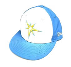 New Era Tampa Bay Rays 5950 OF 2018 Prolight Fit Hat White/Sky Blue SZ 6... - £24.40 GBP