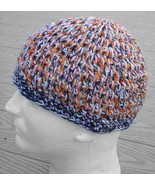Blue Gray Orange Medium Size Crocheted Scull Cap - Handmade by Michaela - $43.80 CAD