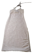 Beige Textured Long Slip Dress with Mid-Thigh Slit Tie Straps Sexy sz Large - £10.83 GBP