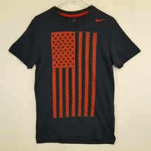 Nike Team USA Soccer Mens Flag T Shirt Blue Medium Slim Fit USWNT Three ... - $23.19