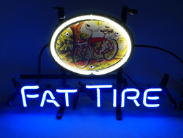 Brand New Fat Tire Bicycle 3D Real Neon Light Sign 13&quot;x9&quot; - £54.52 GBP