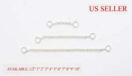925 Solid Sterling Silver Extender /Safety Rolo Chain Necklace Bracelet Lock #1 - £3.10 GBP