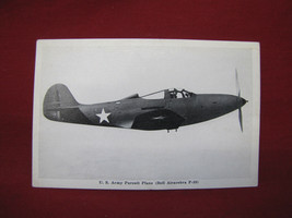 Vintage US Army Pursuit Plane &quot;Bell Aircobra&quot; Plane Postcard #82 - £15.57 GBP