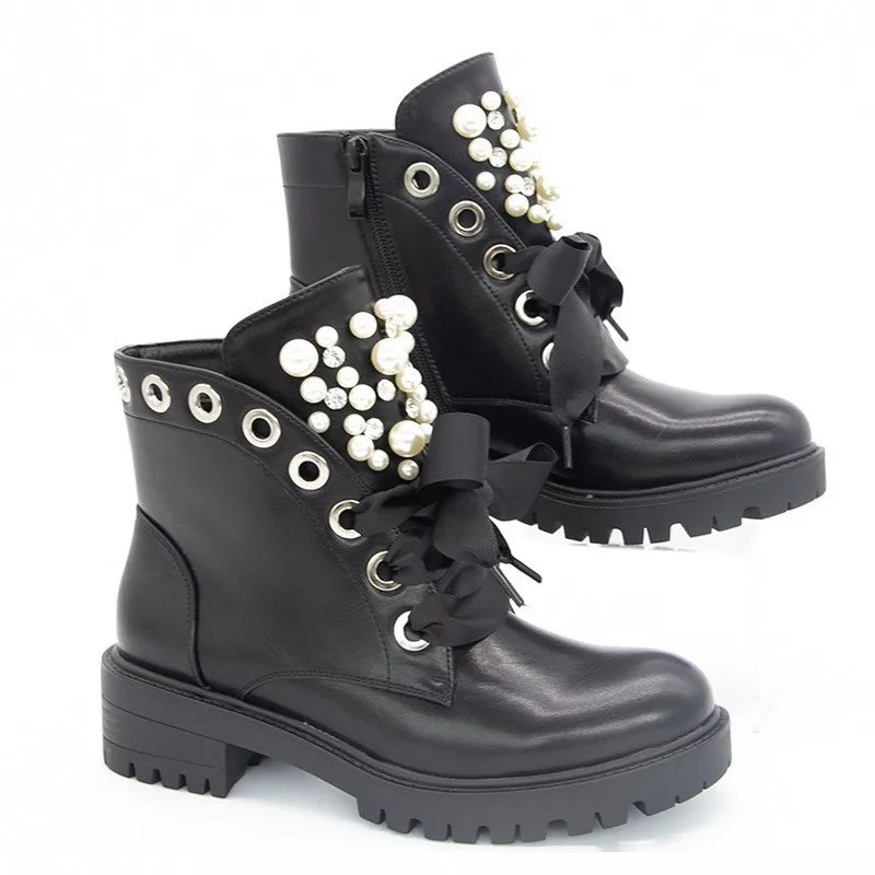 New Pearl 6 Boots Autumn Plus Size Solid Color Platform Boots Women Increase Lac - £37.49 GBP