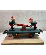 1993 Toy State Christmas Magic Train Sled Elves Car Move Back &amp; Fourth - £10.97 GBP