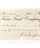 1912 Kineo Trust Company Bank Check E.A. Sampson Dover Maine Signed 1032... - €17,46 EUR