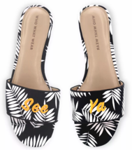 Who What Wear Women&#39;s Sloane Black &amp; White Palm Slide Sandals See Ya New w Tags - £50.88 GBP