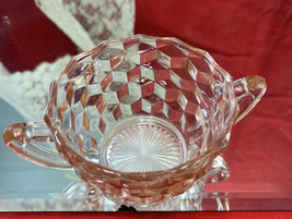 Vintage Mini Open  Sugar Bowl  Pink Depression Glass Cube Cubist  By Jeanette - £6.23 GBP