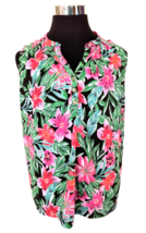 Caribbean Joe Island Casual Sleeveless Blouse Women&#39;s Size 1X Tropical Floral - £12.52 GBP