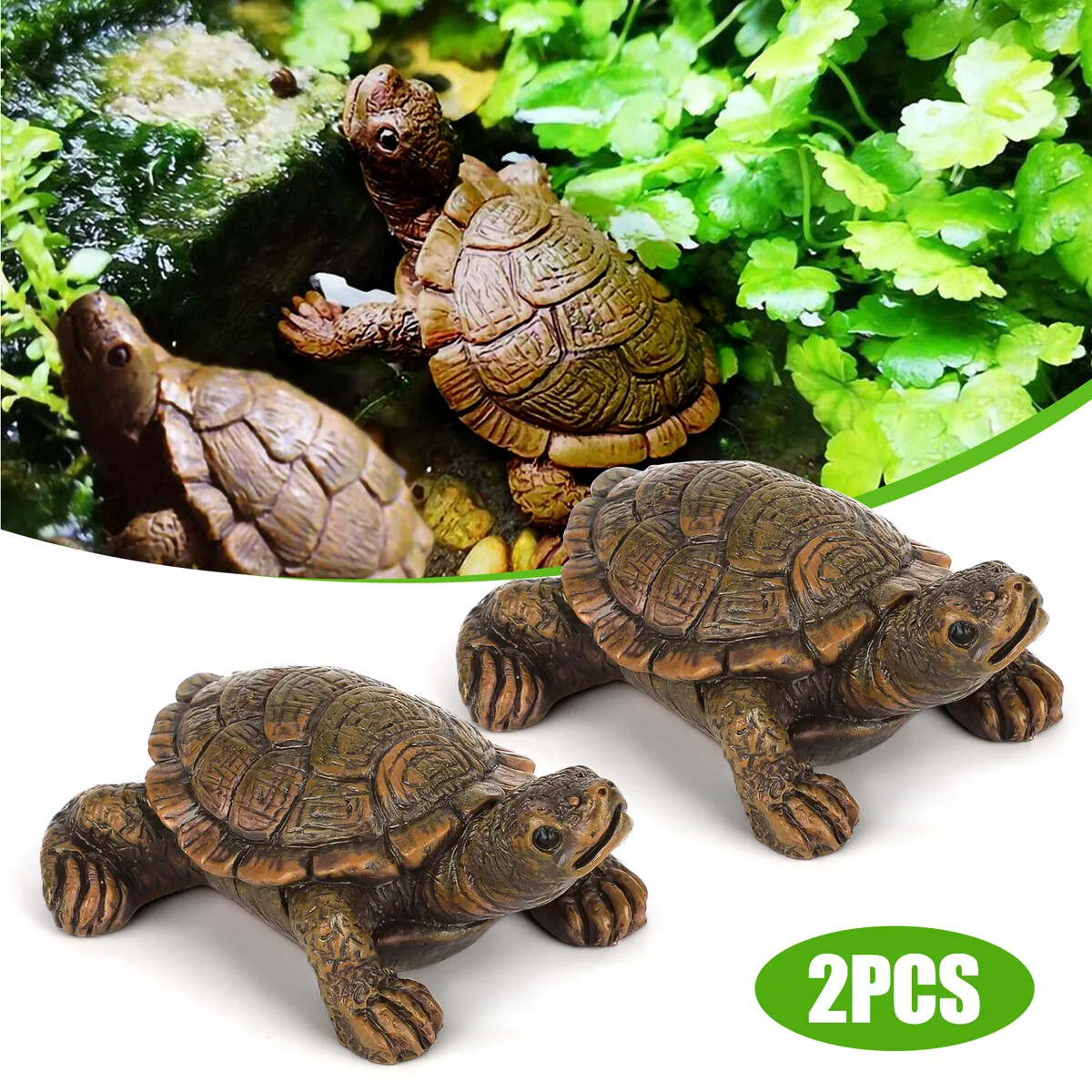 2Pcs Turtle Tortoise Statue Garden Yard Lawn Resin Ornament Sculpture De... - £21.79 GBP