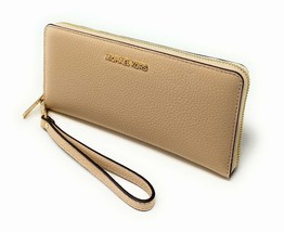 New Michael Kors Jet Set Large Travel Continental Wallet Leather Buff - $74.31