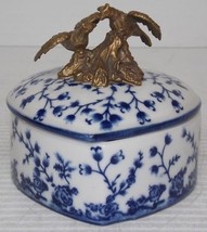Decorative Victorian Art Nouveau Style Porcelain Vanity Box w/ Pheasants - £31.81 GBP