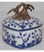 Decorative Victorian Art Nouveau Style Porcelain Vanity Box w/ Pheasants - $748.09 MXN