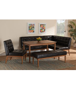 Yara Dark Brown Faux Leather Walnut Brown 5-Piece Dining Nook Set - $28,859.27 MXN