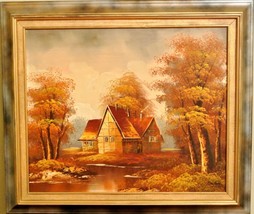 Lake House! ORIGINAL Oil Painting on Canvas by De Bella, Hand Signed &amp; Framed! - £113.14 GBP