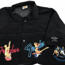 Hard Rock Cafe Fender Guitar button front shirt Small Short Sleeve Las V... - £23.34 GBP