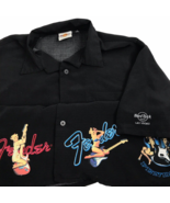 Hard Rock Cafe Fender Guitar button front shirt Small Short Sleeve Las V... - £23.25 GBP