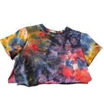 Earthbound Womens M/L Dark Tiedye Crop Top Shirt Soft Boho Purple Red Blue - $16.40