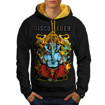 Wellcoda Disco Fever Elephant Mens Contrast Hoodie, Ganesha Casual Jumper - £31.38 GBP