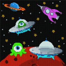 Pepita Needlepoint Canvas: Aliens in Outer Space, 10&quot; x 10&quot; - £62.65 GBP+