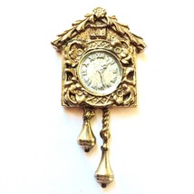 Dollhouse Miniature Cuckoo Clock Pendulum Clock - metal gold tone silver tone - £14.98 GBP